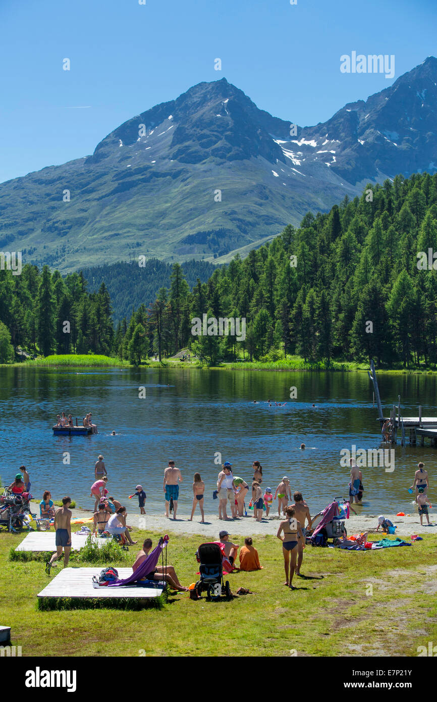 Engadina Engadina, Baden, Statzersee, lago, Saint Moritz, San Moritz, lago di montagna, Canton, GR, Grigioni, Grigioni, Enga superiore Foto Stock