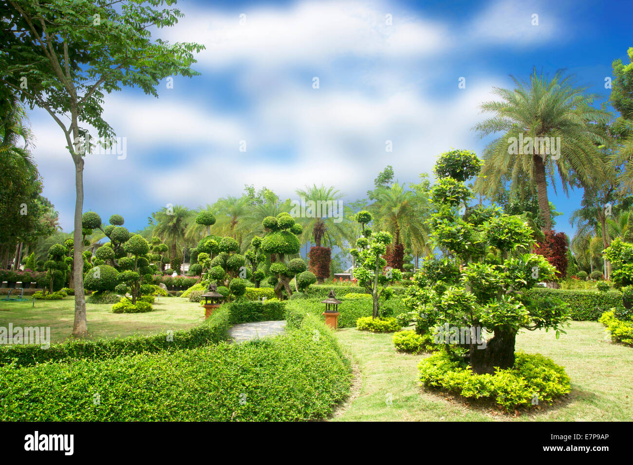 Giardini pubblici lussureggianti con naturale succosa aria fresca. Foto Stock