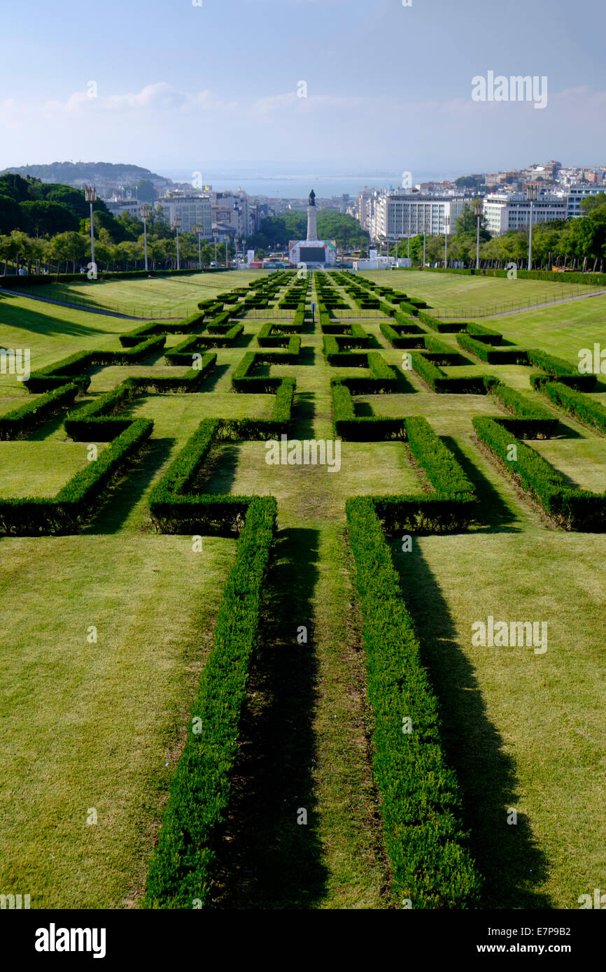 Il Portogallo, Lisbona, Siepe ornamentale nel Parco di Edward VII Foto Stock