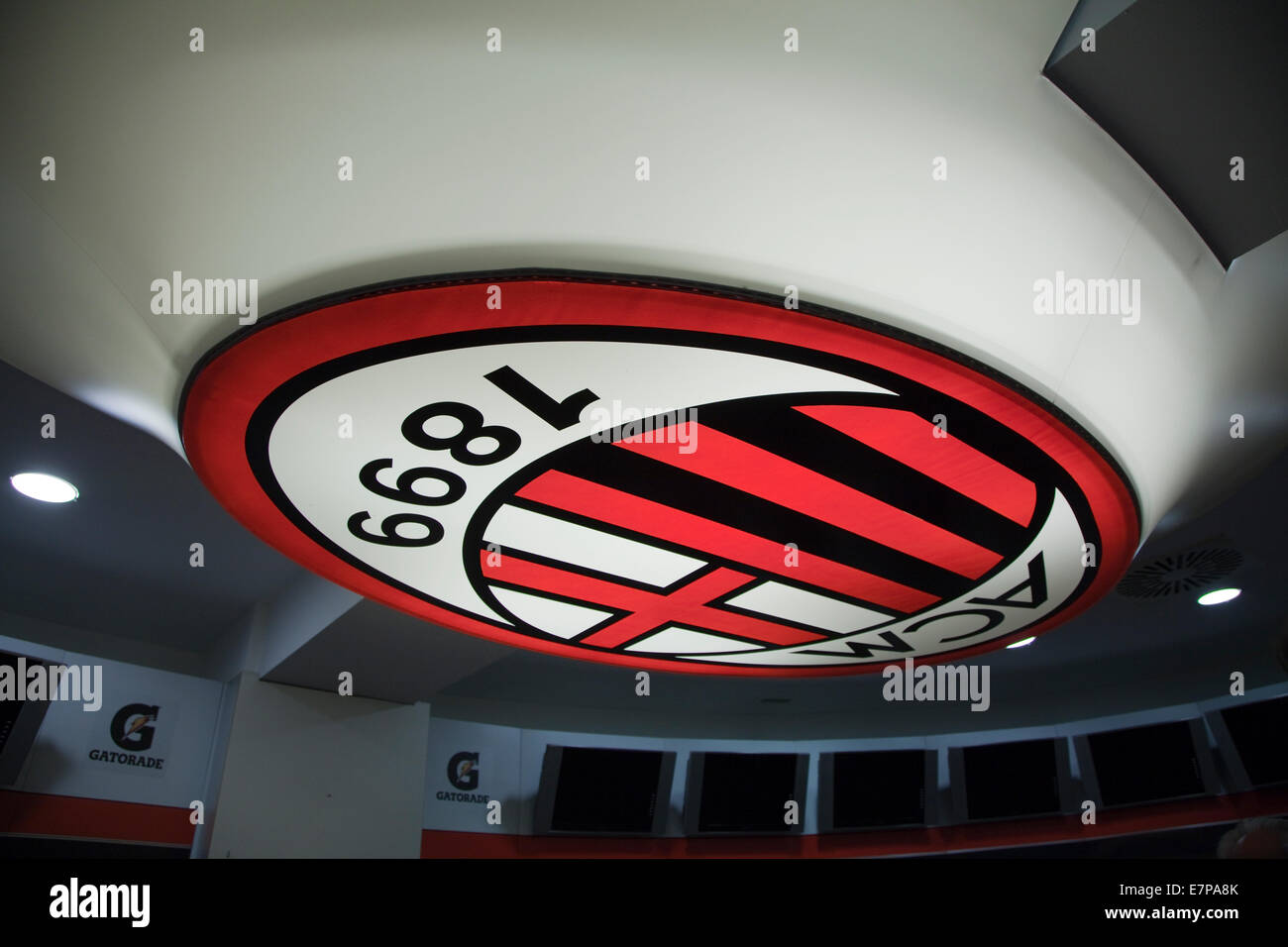 Lampada dello spogliatoio del Milan a San Siro, lampada nel camerino del Milan a San Siro Foto Stock