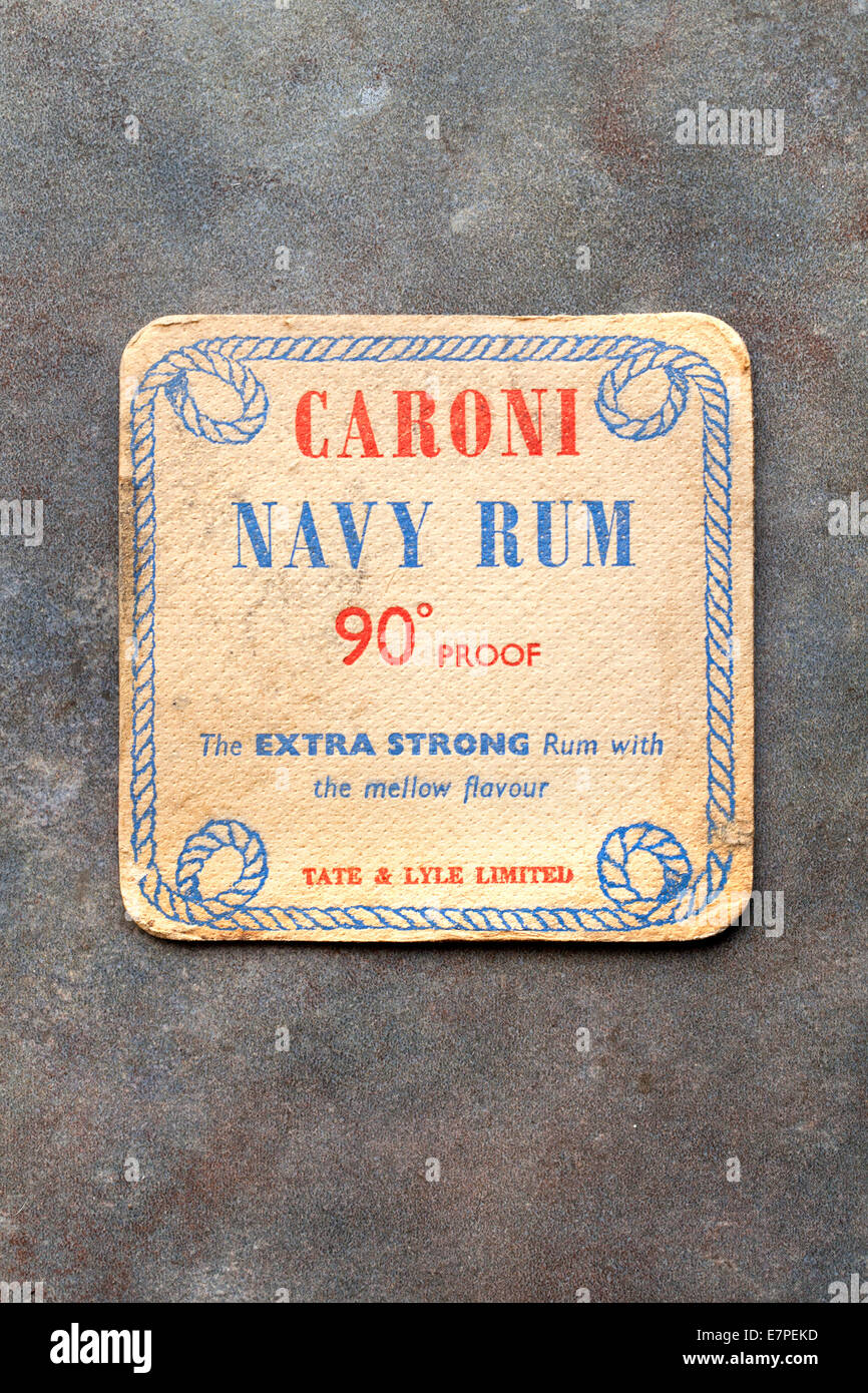 Vintage British pubblicità Beermat Caroni Navy Rum Foto Stock
