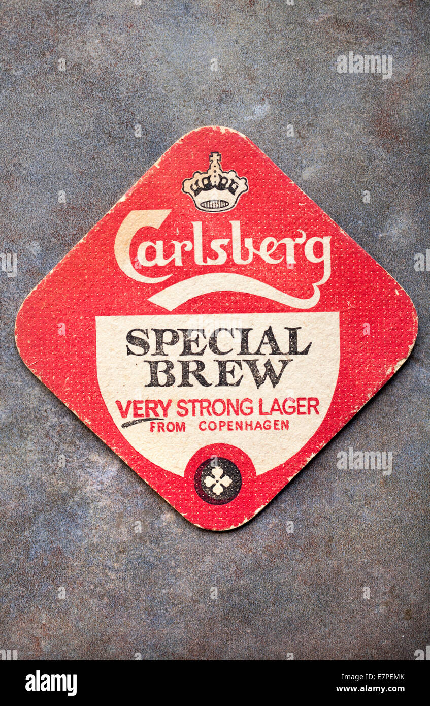 Vintage Pubblicità Beermat Carlsberg Special Brew Foto Stock