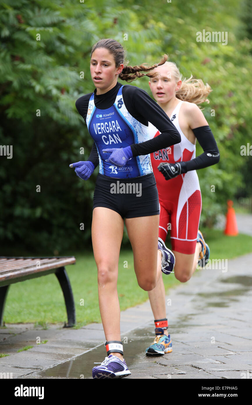 Donna gara di corsa la concorrenza Foto Stock