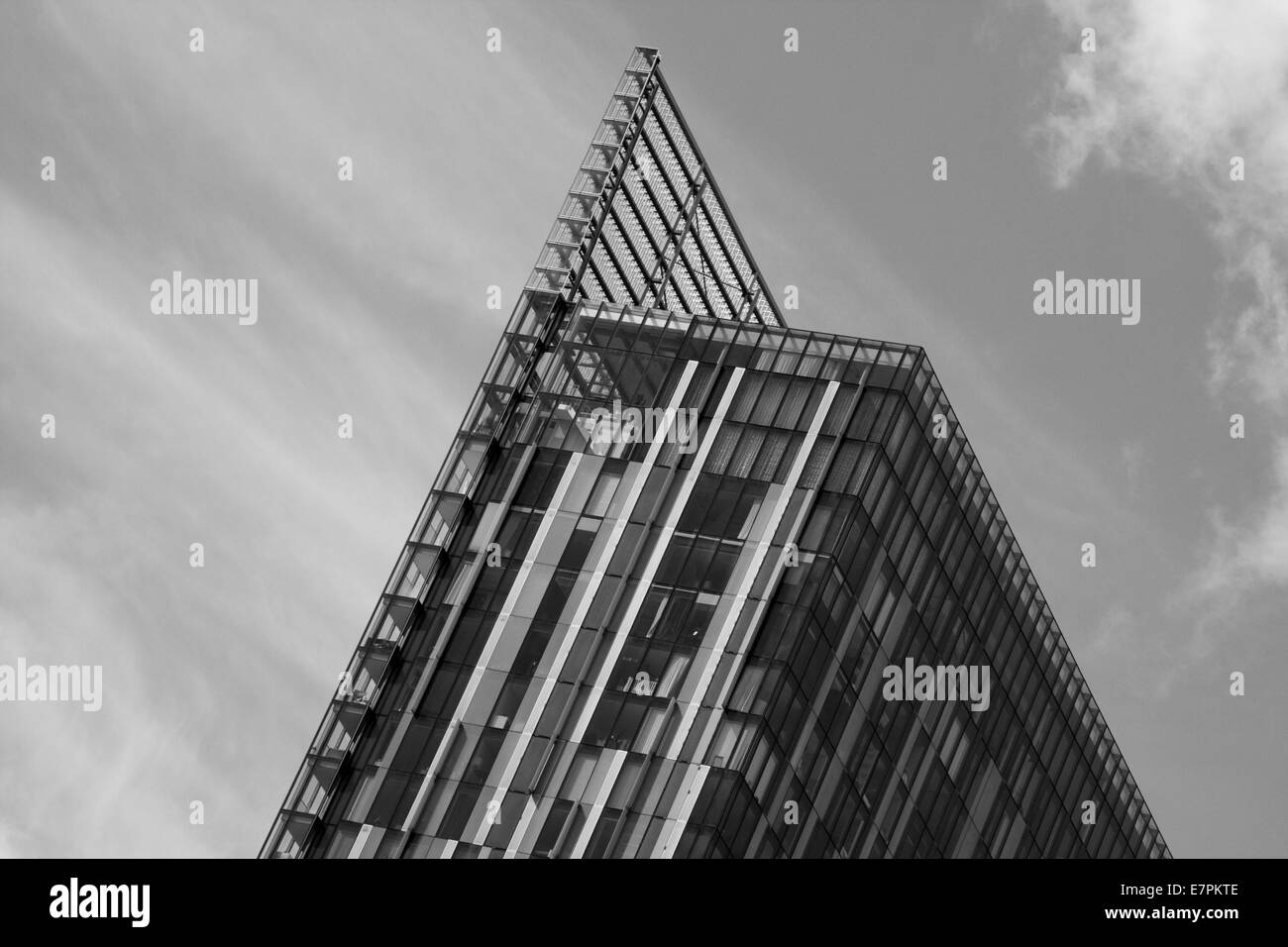 Manchester Beetham Tower in bianco e nero Foto Stock