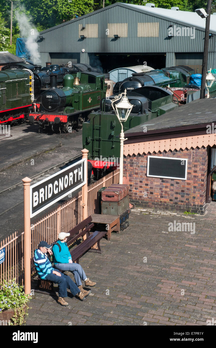 La derivazione di cantiere e piattaforma alla stazione di Bridgnorth, Severn Valley Railway Foto Stock