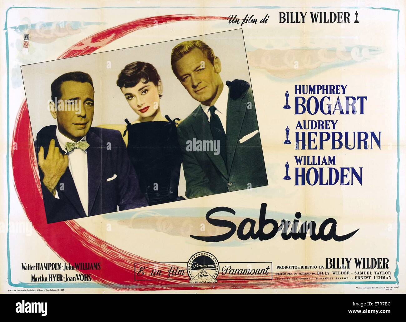 Sabrina Anno : 1954 USA Direttore : Billy Wilder Humphrey Bogart, Audrey Hepburn, William Holden poster del filmato (IT) Foto Stock