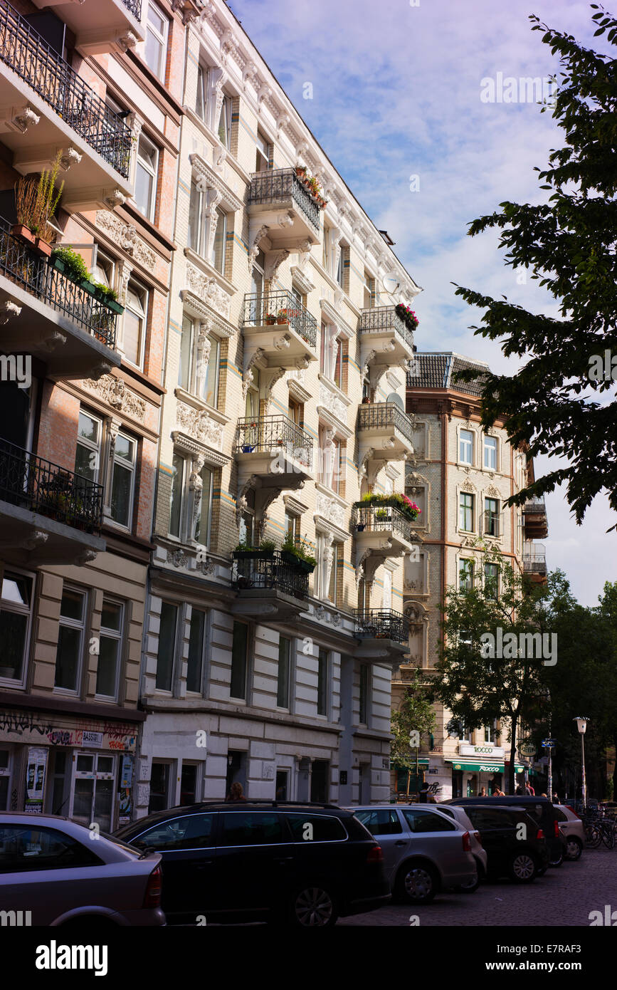 Edifici di appartamenti in Hamburg's St Pauli district. Foto Stock