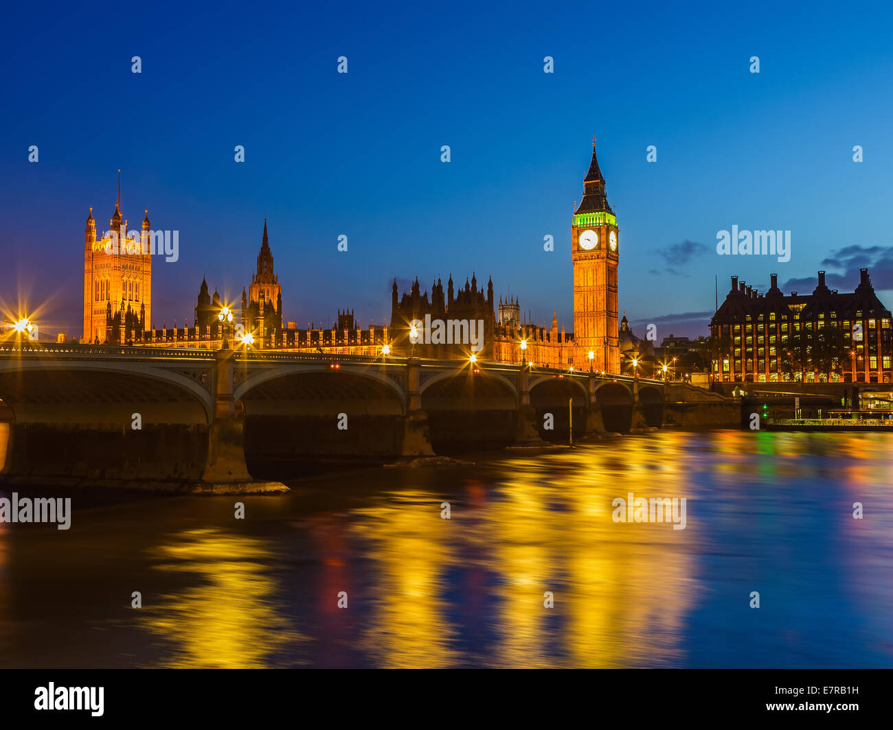 Big Ben di notte, Londra Foto Stock
