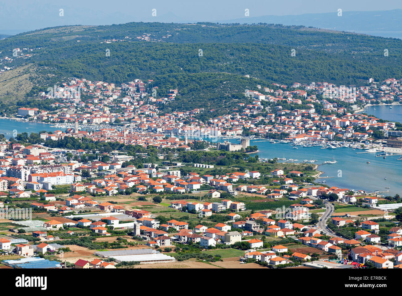 Vista panoramica di Trogir, Dalmazia, Croazia Foto Stock