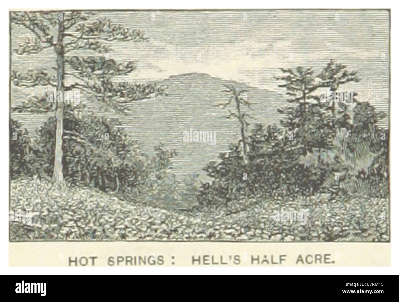 Questa illustrazione del 1891 raffigura l'acri di Hall a Hot Springs, Arkansas, un quartiere storico noto per il suo ruolo nello sviluppo della cultura termale e turistica della zona. Foto Stock