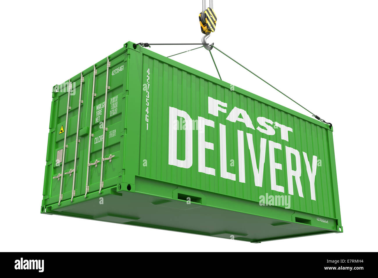 Consegna rapida - Verde Pensile contenitore di carico. Foto Stock