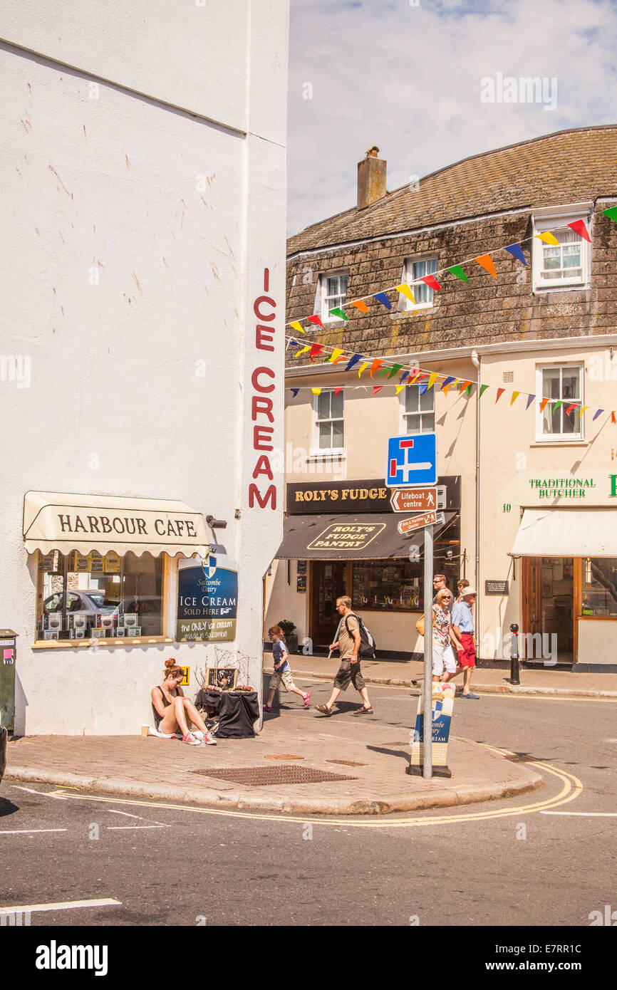 Harbor bar e gelateria, Fore Street, Salcombe, Sud prosciutti, Devon, Inghilterra, Regno Unito. Foto Stock