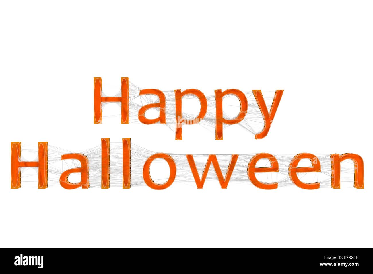 Testo elemento di design, happy Halloween collegati da ragno webs Foto Stock
