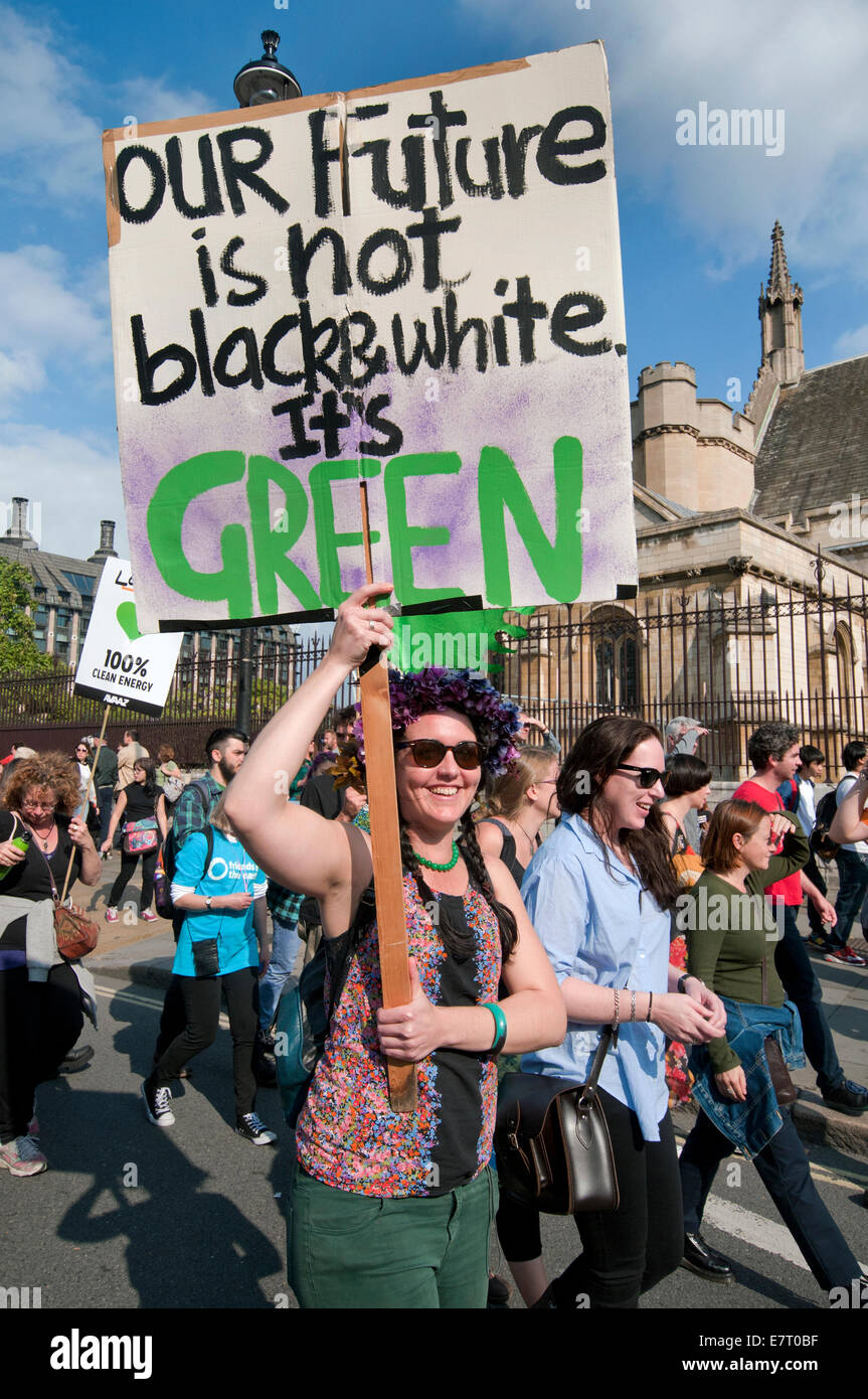 Persone internazionale il clima di marzo in vista del Vertice Onu sul clima chiede per azione sul cambiamento climatico Londra 2014 Foto Stock