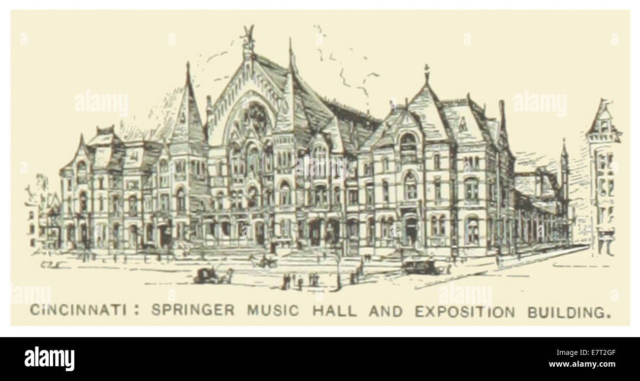 US-OH(1891) p677 CINCINNATI, Springer Music Hall e Edificio XEHIBITION Foto Stock