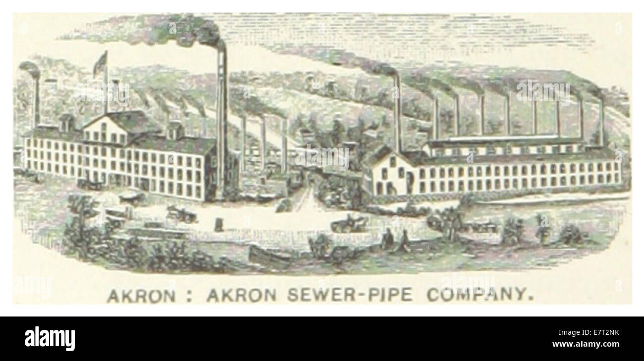 Pagina 688 della pubblicazione Ohio del 1891 presenta un'illustrazione della Akron Sewer-Pipe Company, che mostra il suo ruolo nello sviluppo industriale ad Akron, Ohio, durante la fine del XIX secolo. Foto Stock