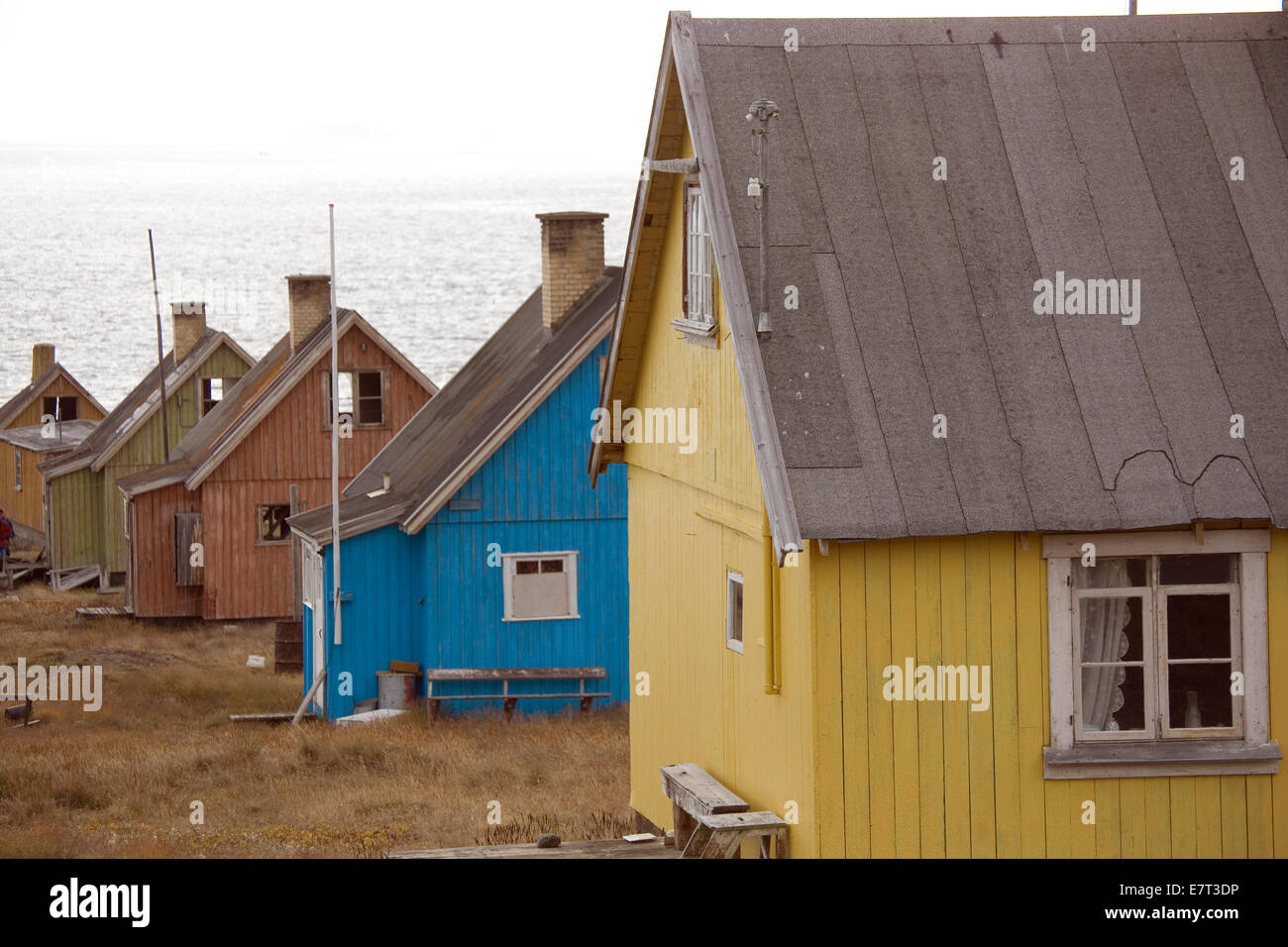 Il abbandonato Disko isola le miniere di carbone della Comunità Qullissat, Groenlandia Foto Stock