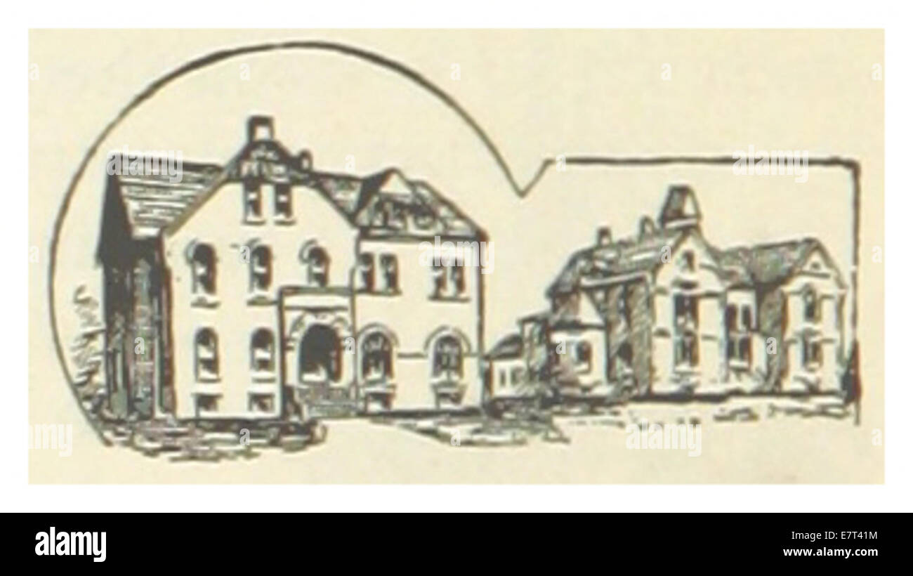 Questa illustrazione del 1891 raffigura la School for Deaf Mutes a Sioux Falls, South Dakota, evidenziando l'istituto educativo e il suo ruolo nel servire la comunità dei sordi. L'immagine riflette il design e il layout della scuola in quel momento. Foto Stock