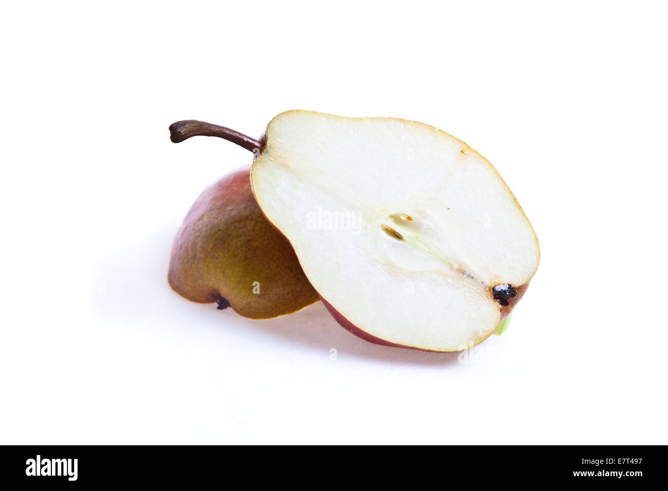 Pera frutto su sfondo bianco Foto Stock