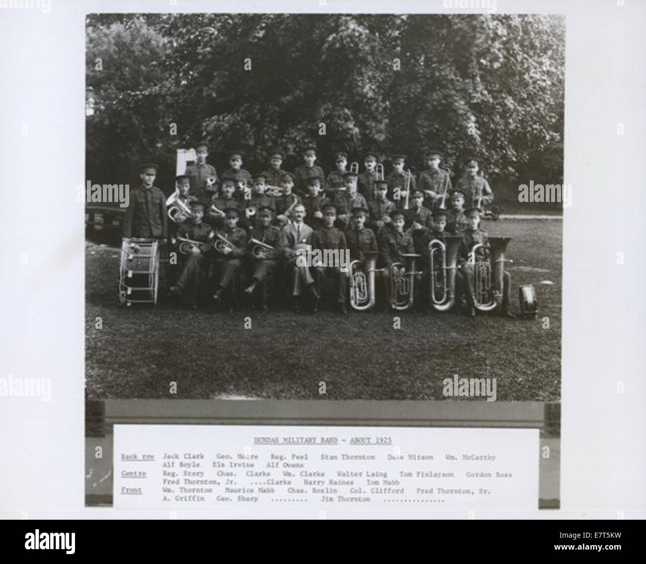 Fotografia della Dundas Military Band, un gruppo militare tradizionale. L'immagine mostra la band che si esibisce, riflettendo il ruolo culturale e cerimoniale della musica militare nella comunità. Foto Stock