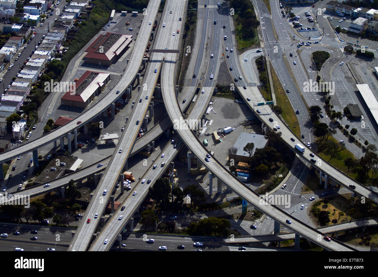 Alemany Maze interscambio, San Francisco, California, Stati Uniti d'America - aerial Foto Stock
