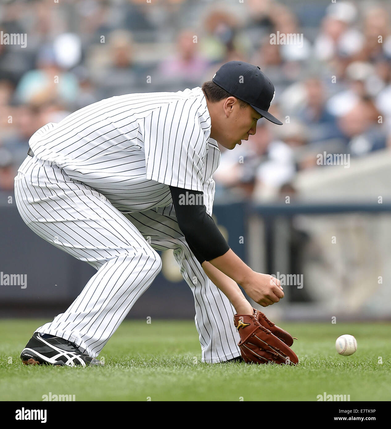 Masahiro Tanaka (Yankees), Settembre 21, 2014 - MLB : Masahiro Tanaka dei New York Yankees durante il Major League Baseball gioco contro il Toronto Blue Jays allo Yankee Stadium nel Bronx, New York, Stati Uniti. (Foto di AFLO) Foto Stock