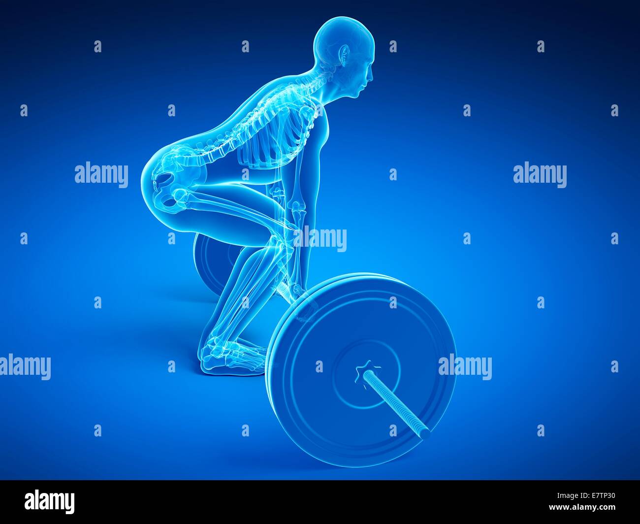 La postura corretta durante il peso della formazione, computer grafica. Foto Stock