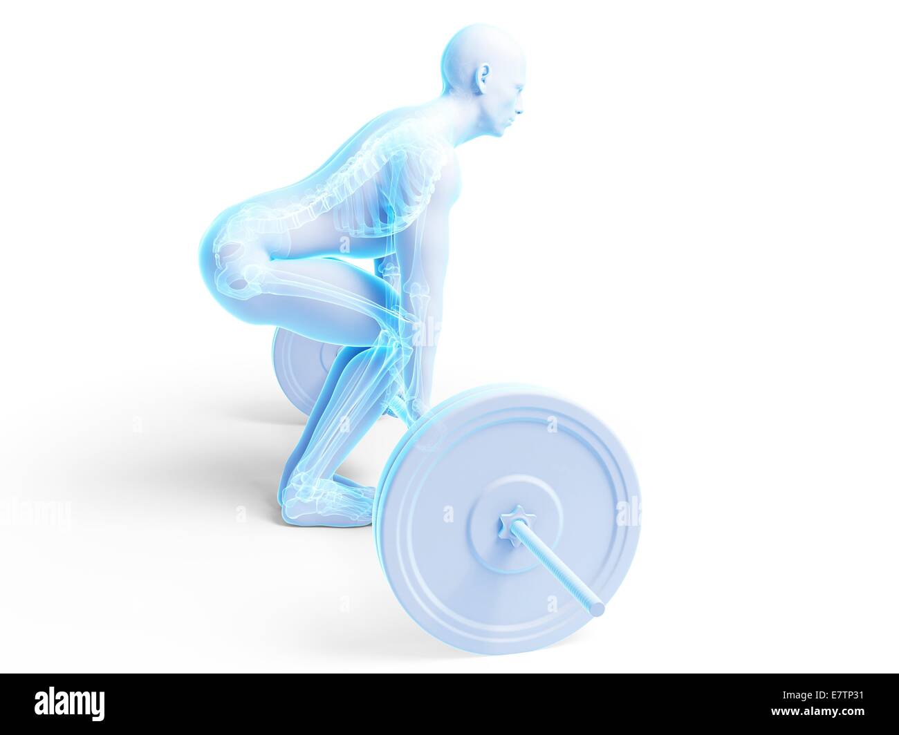 La postura corretta durante il peso della formazione, computer grafica. Foto Stock