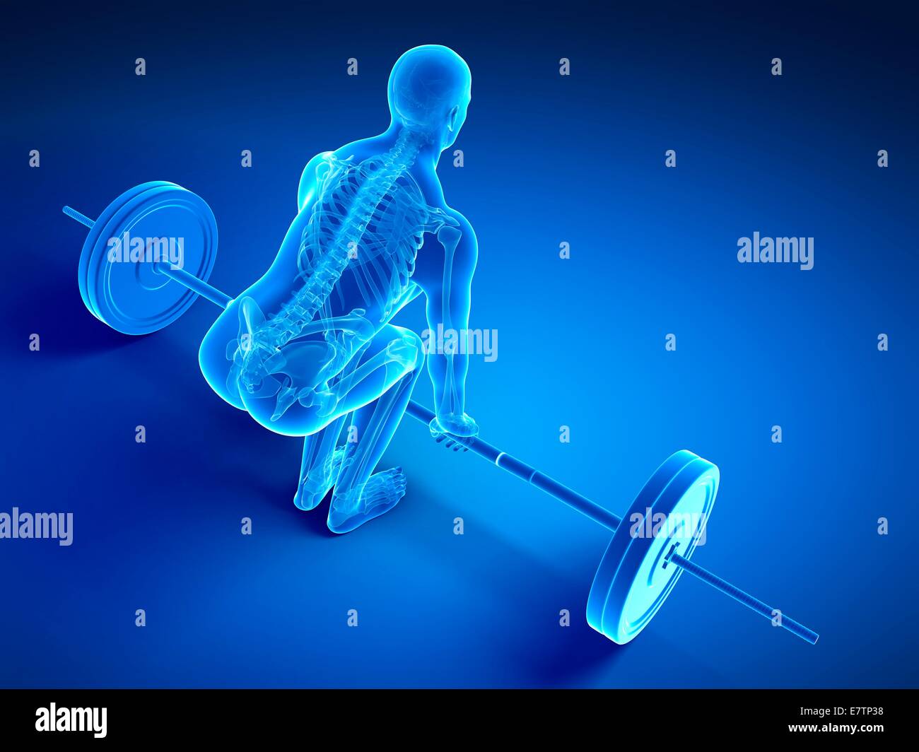 La postura corretta durante il peso della formazione, computer grafica. Foto Stock