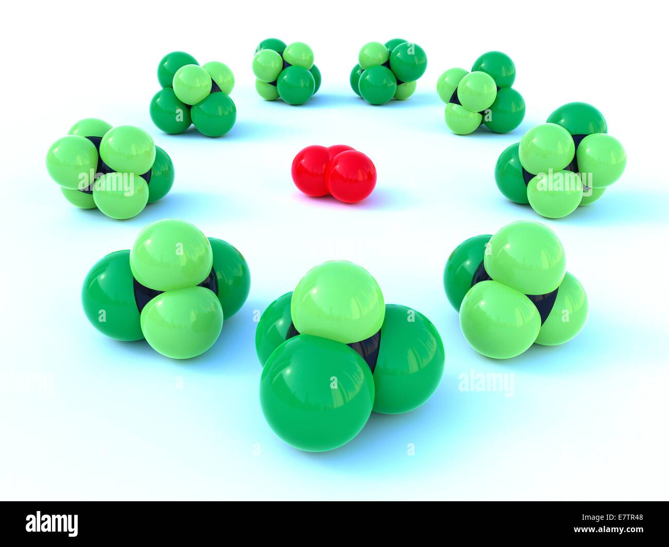 CFC molecolare e strutture di ozono, computer grafica. Foto Stock