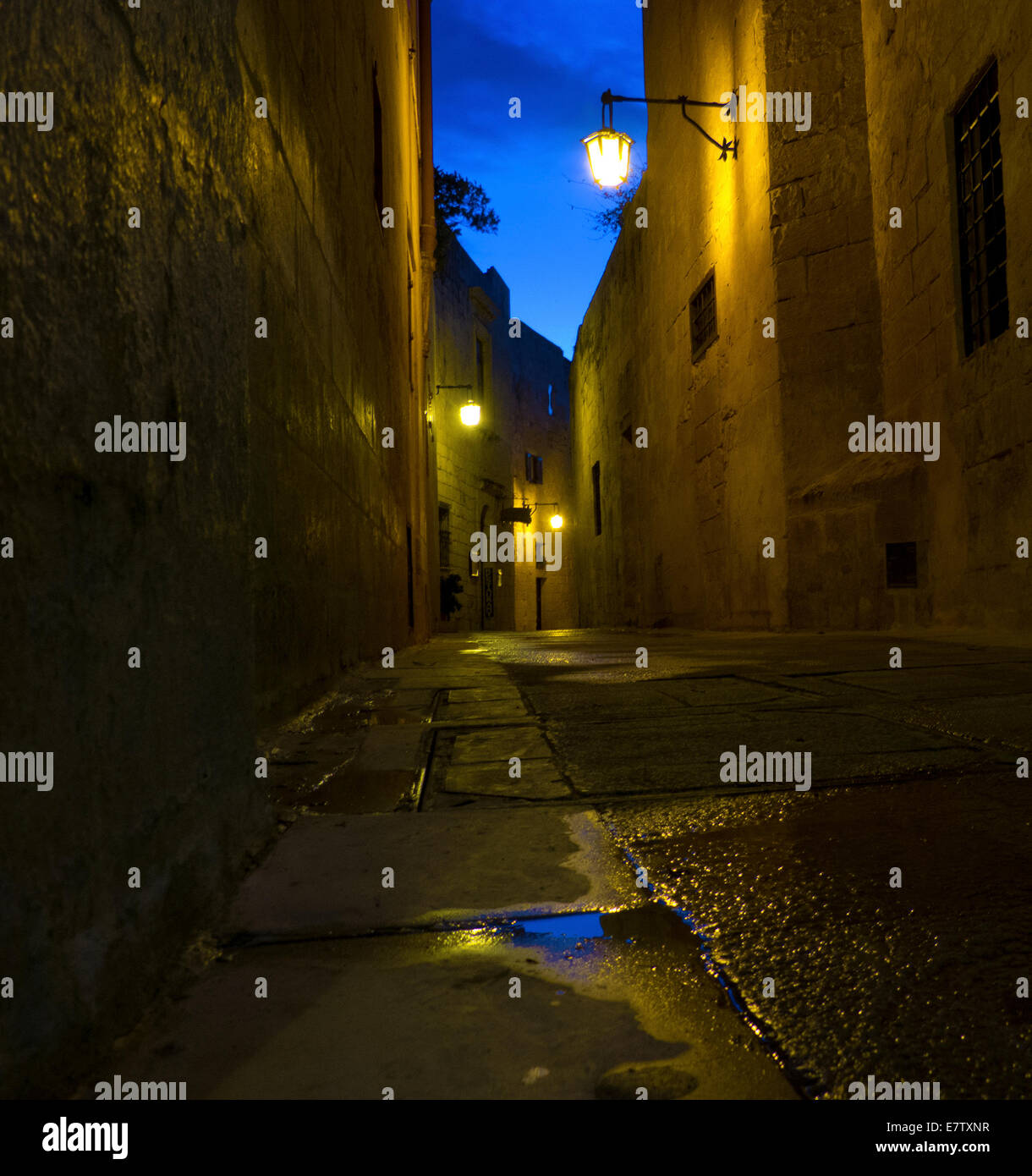 Mdina al crepuscolo, Malta. Foto Stock