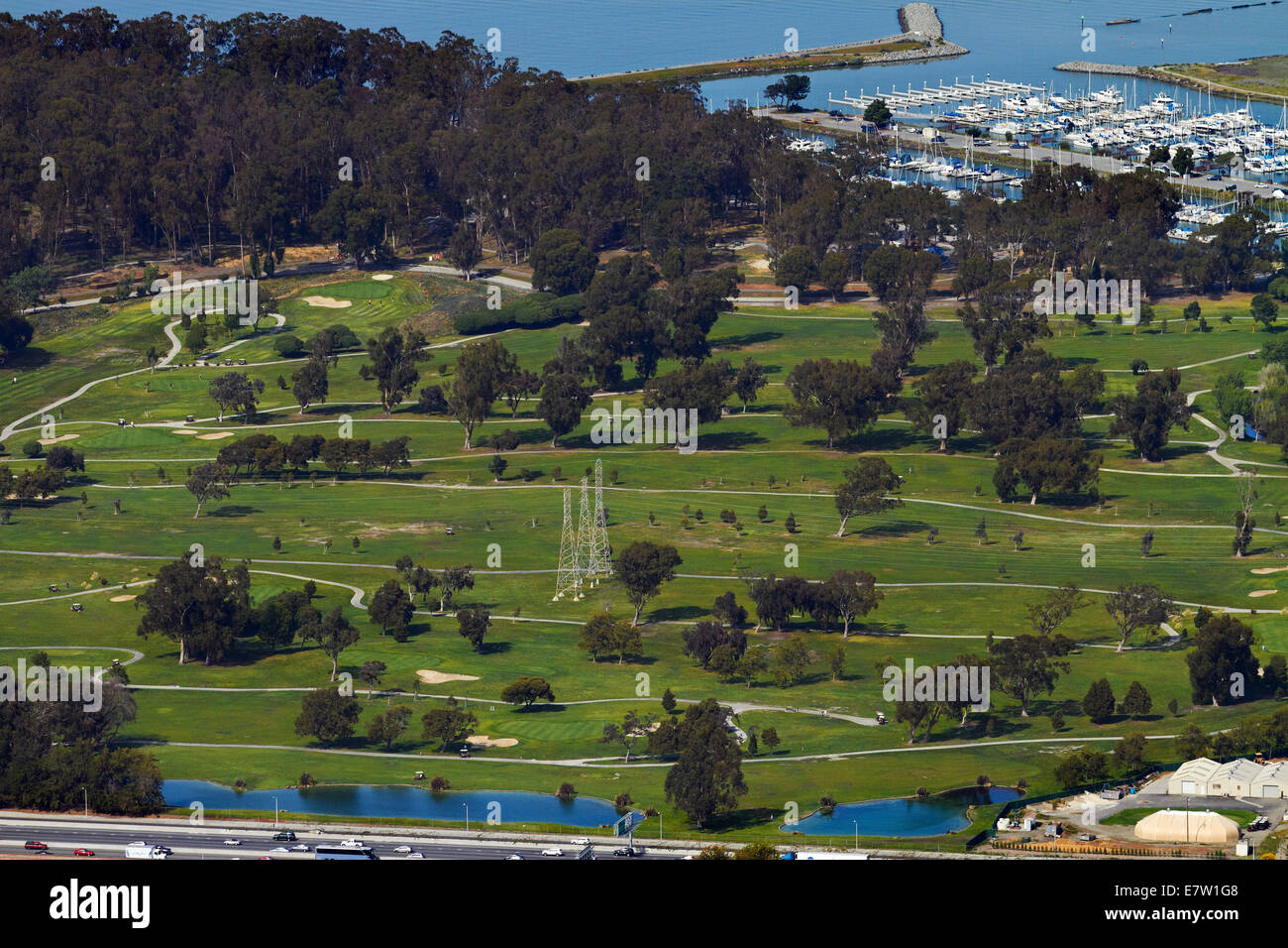 Poplar Creek Golf Course, San Mateo, San Francisco, California, Stati Uniti d'America - aerial Foto Stock