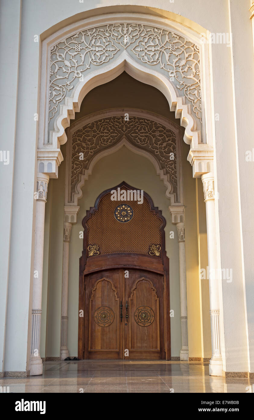 Entrata alla moschea in Sharjah Emirati Arabi Uniti Foto Stock