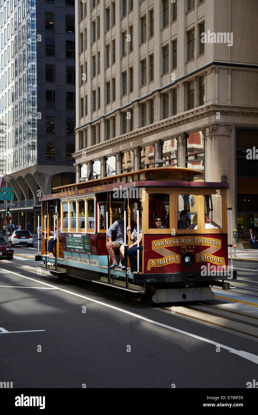 Funivia, California Street, San Francisco, California, Stati Uniti d'America Foto Stock