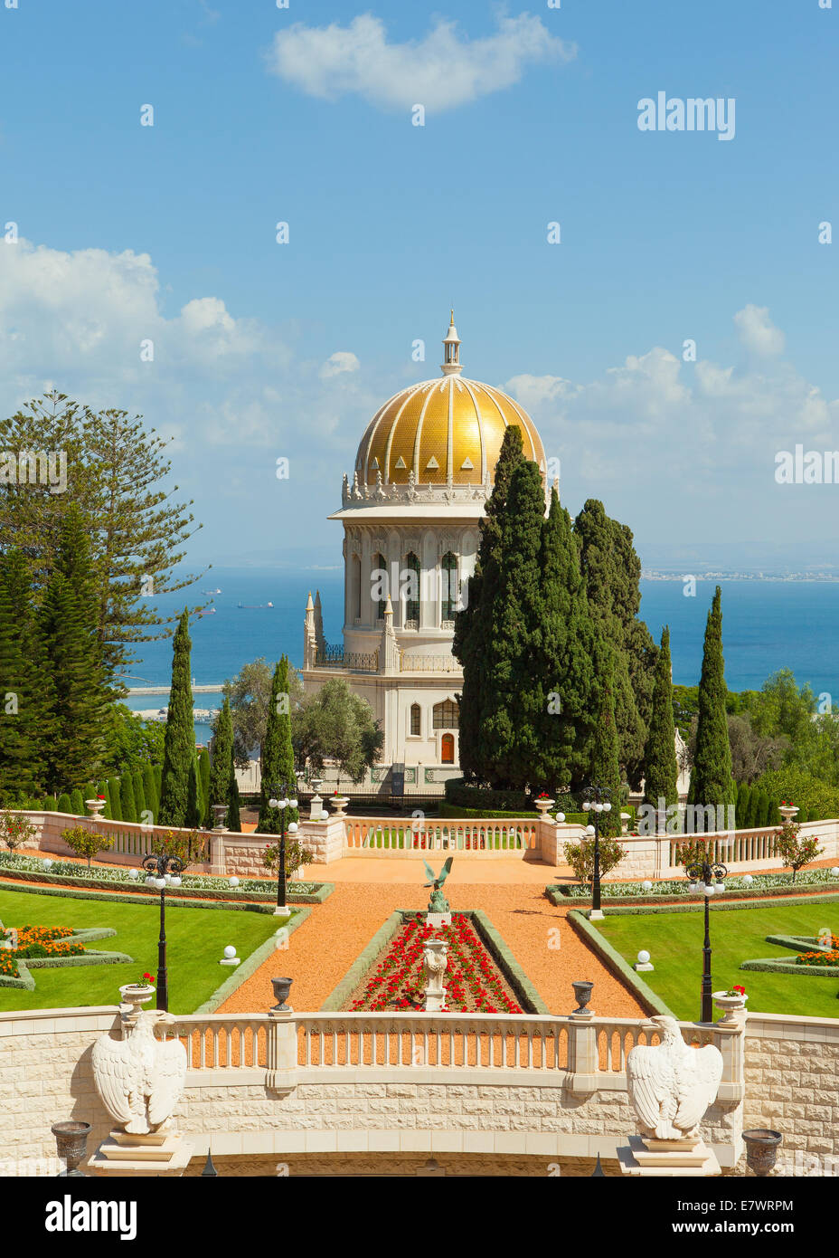 Una bella immagine dei giardini Bahai di Haifa in Israele. Foto Stock
