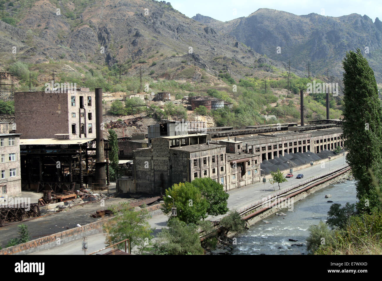 Miniere di rame e la fusione di strutture a Alaverdi, Armenia. Foto Stock