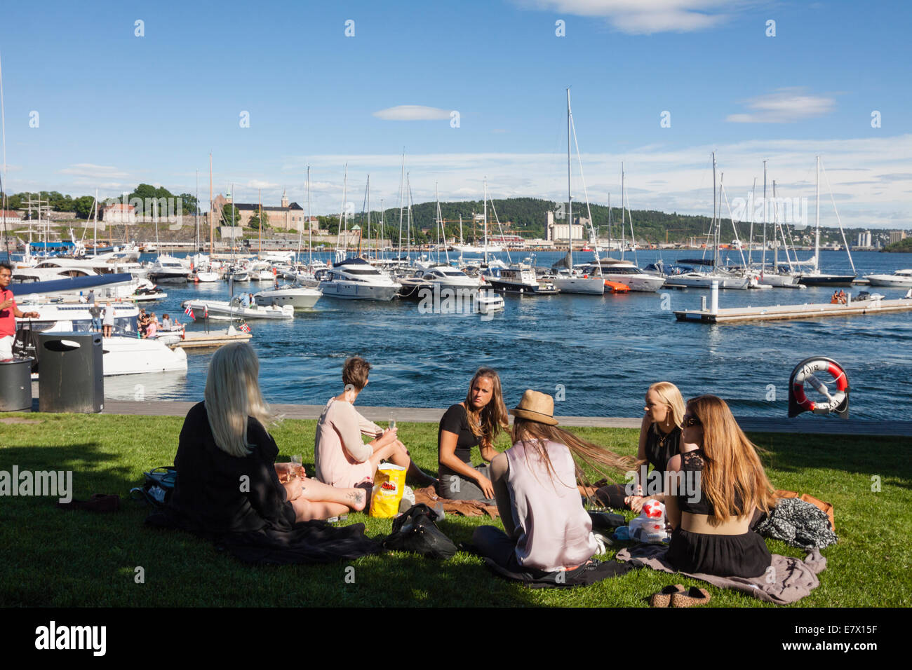 Di Aker Brygge pier a Oslo, Norvegia Foto Stock