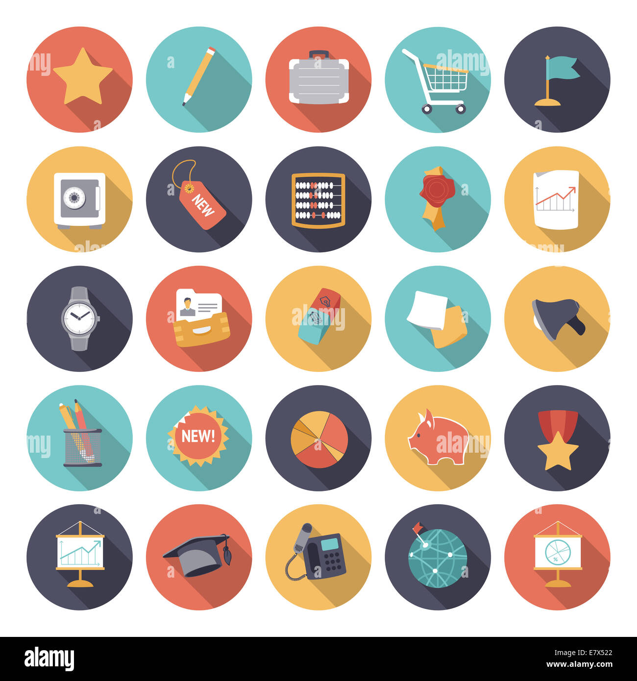 Design piatto icone per affari e finanza. Foto Stock