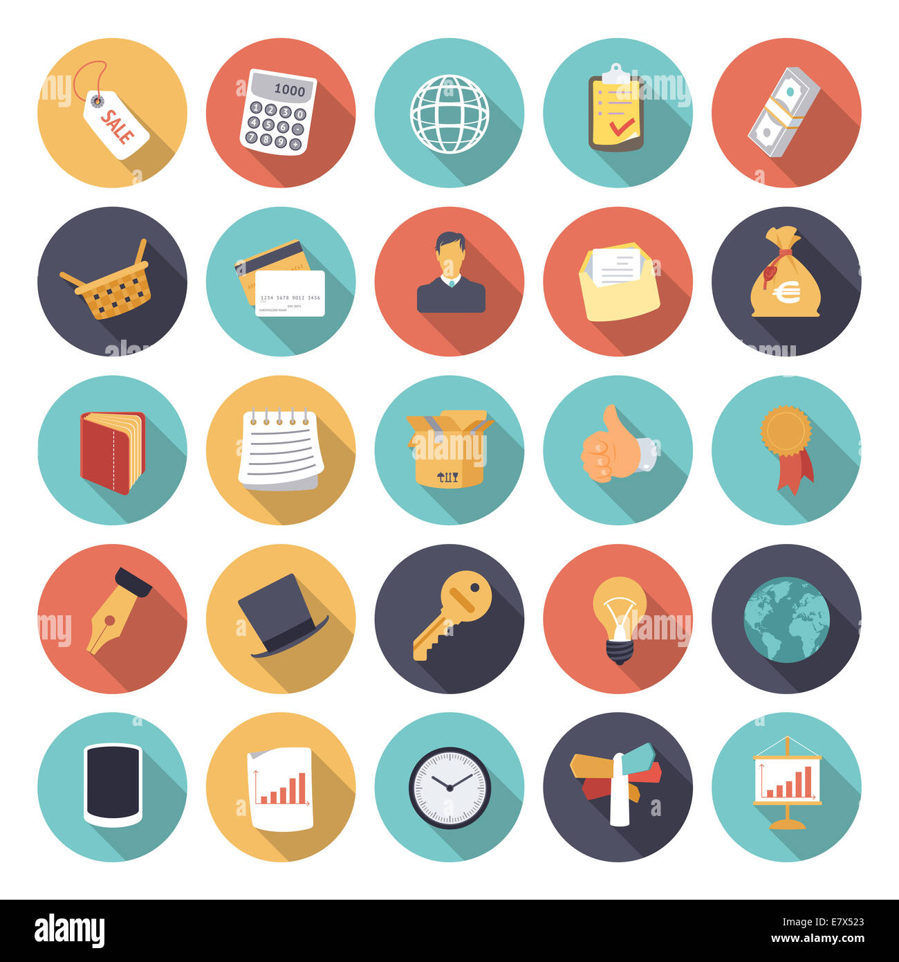 Design piatto icone per affari e finanza. Foto Stock