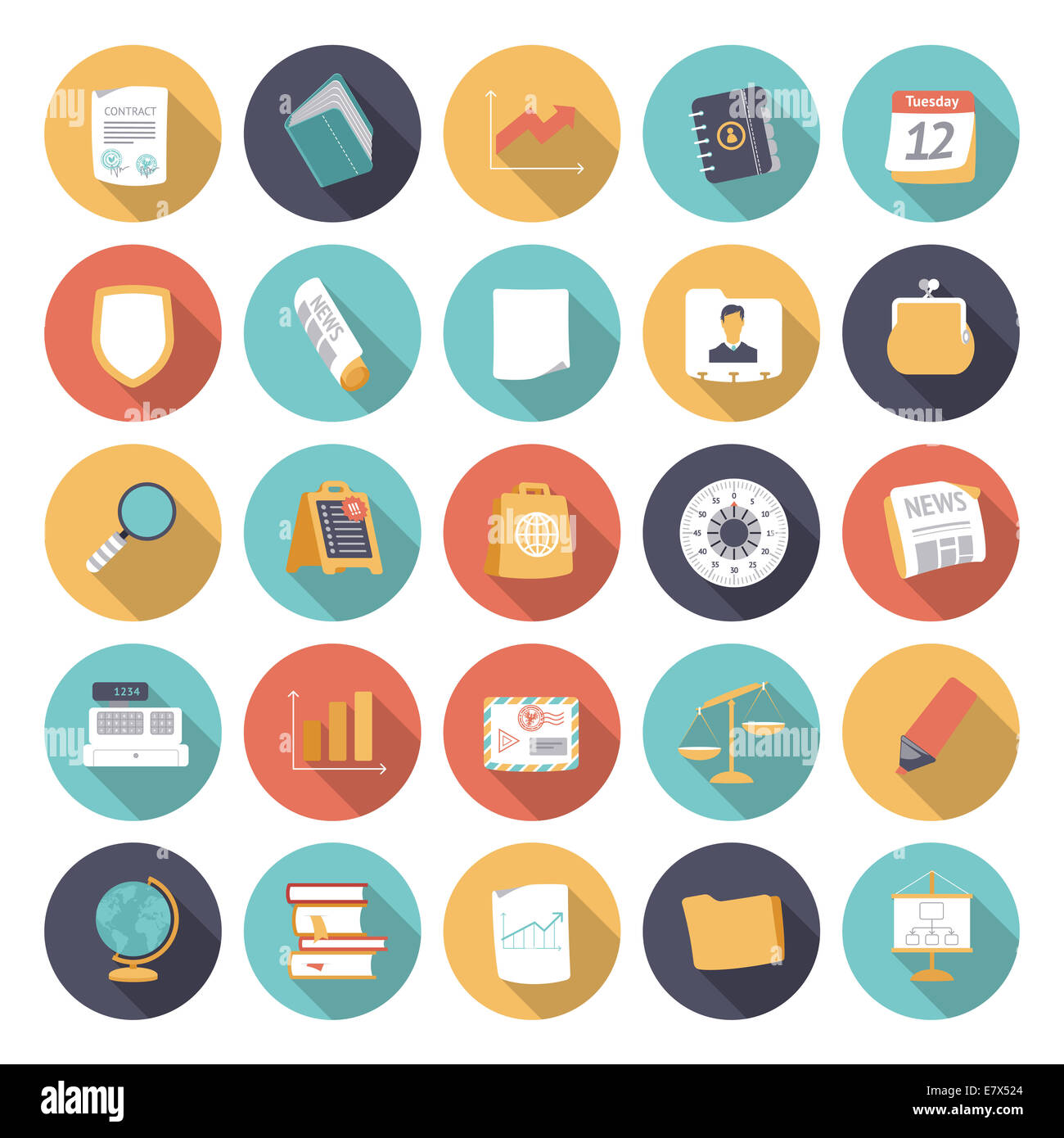 Design piatto icone per affari e finanza. Foto Stock
