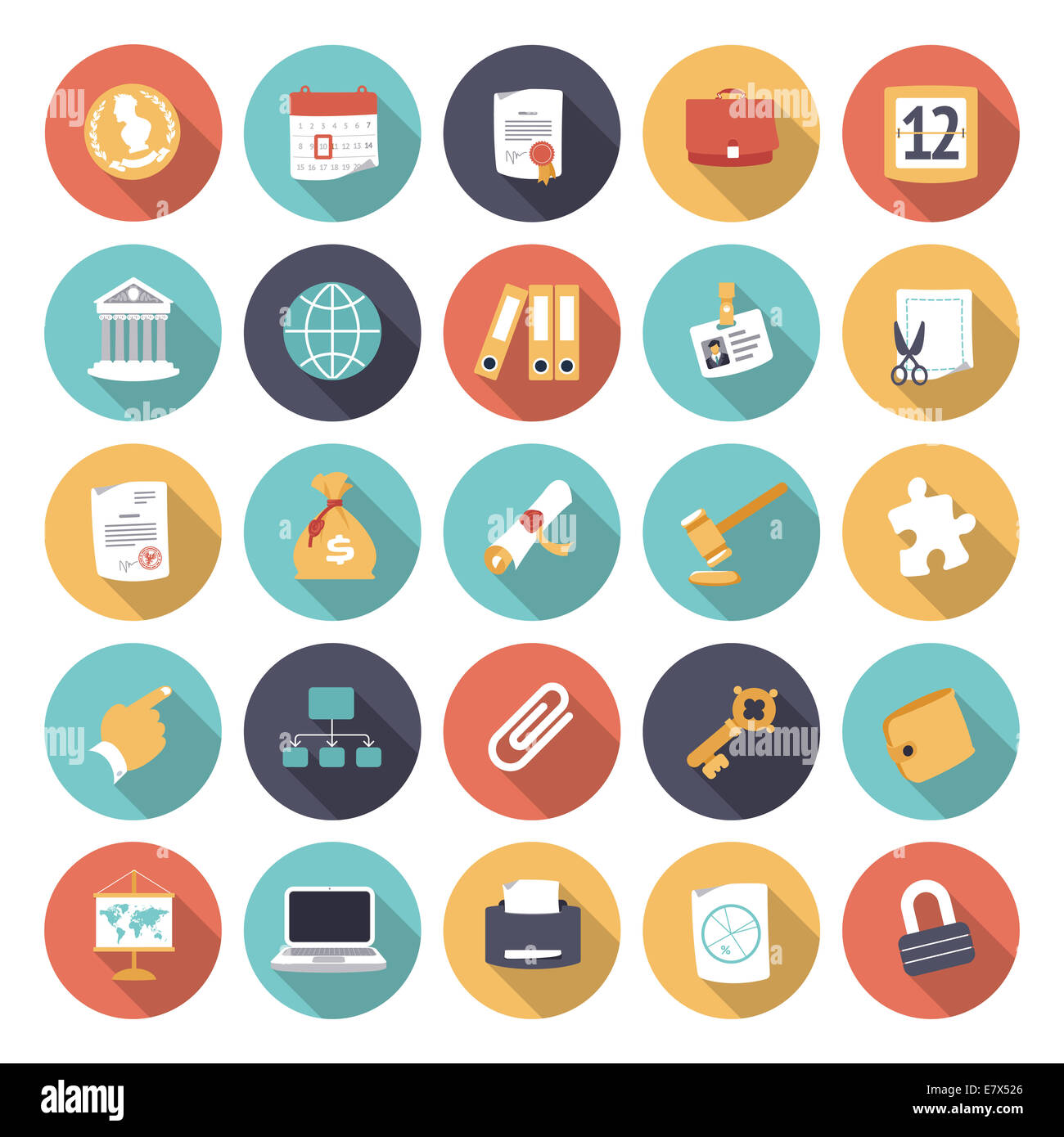 Design piatto icone per affari e finanza. Foto Stock