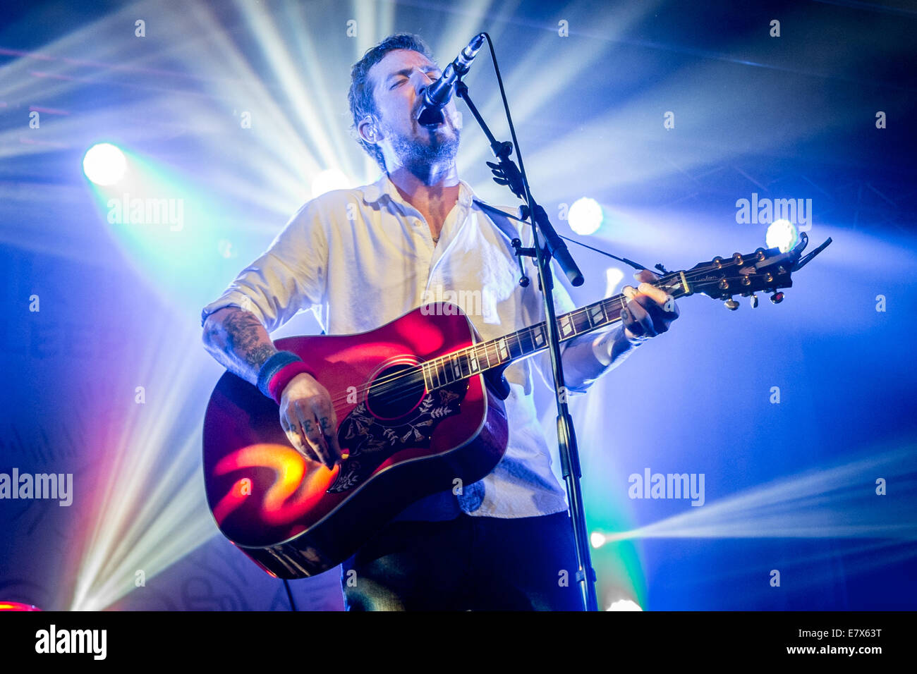 Hartlepool, Regno Unito. 24 Settembre, 2014. Frank Turner suona presso il Borough Hall in Hartlepool sul suo deck a nastro cuore Tour del Regno Unito. Credito: Thomas Jackson/Alamy Live News Foto Stock