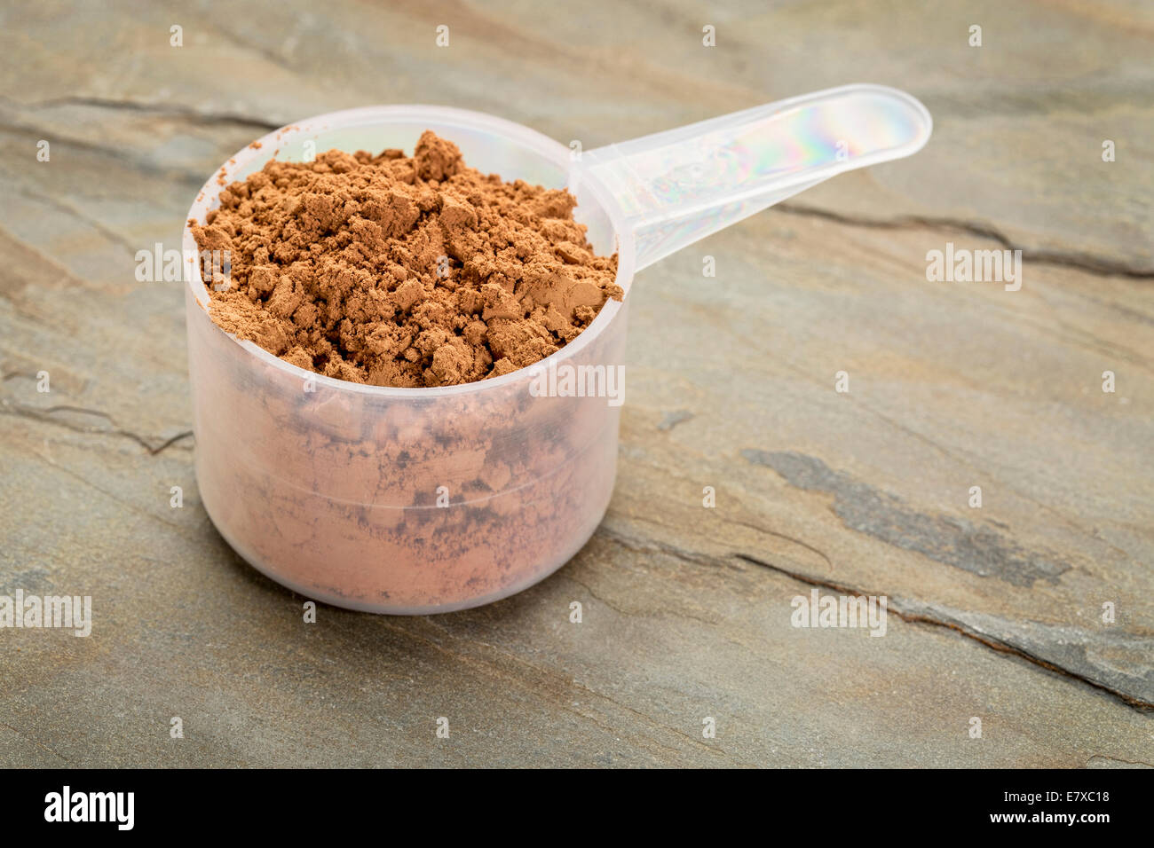 Convogliatore di materie organiche in polvere di cacao ricco di antiossidanti e di magnesio Foto Stock