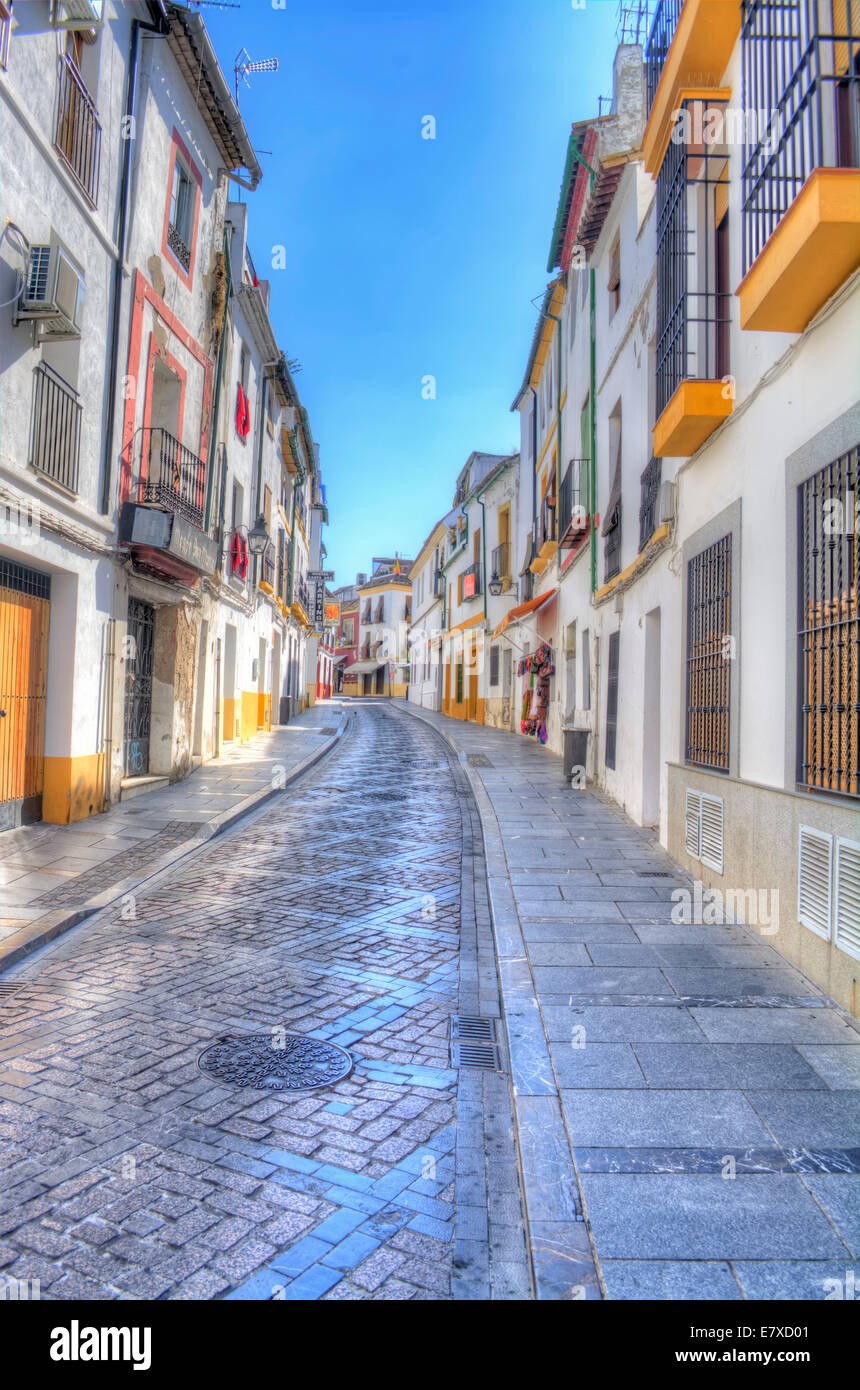 Le immagini HDR di case e le antiche stradine del quartiere ebraico di Córdoba, la Juderia, Córdoba, Spagna, Europa Foto Stock