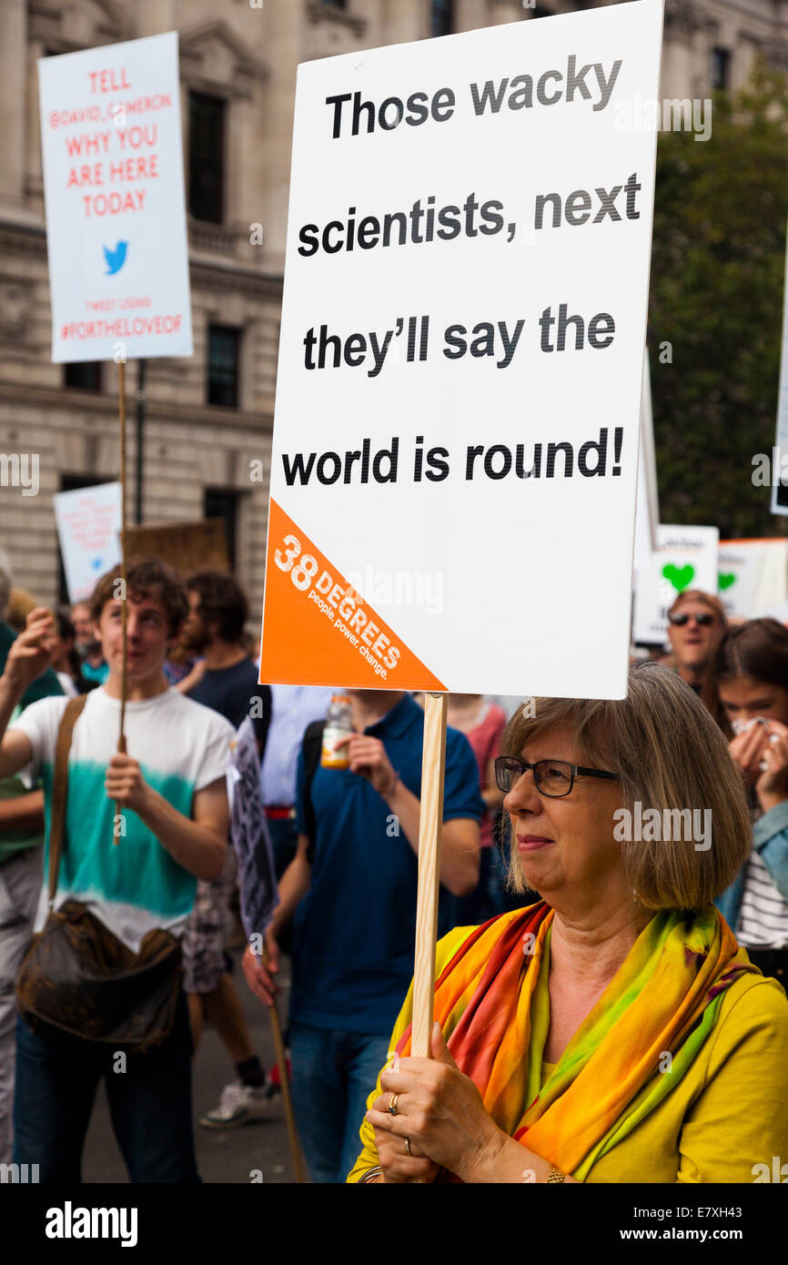 Persone di cambiamento climatico marzo 2014, Londra, Regno Unito. 21 Settembre 2014 Foto Stock