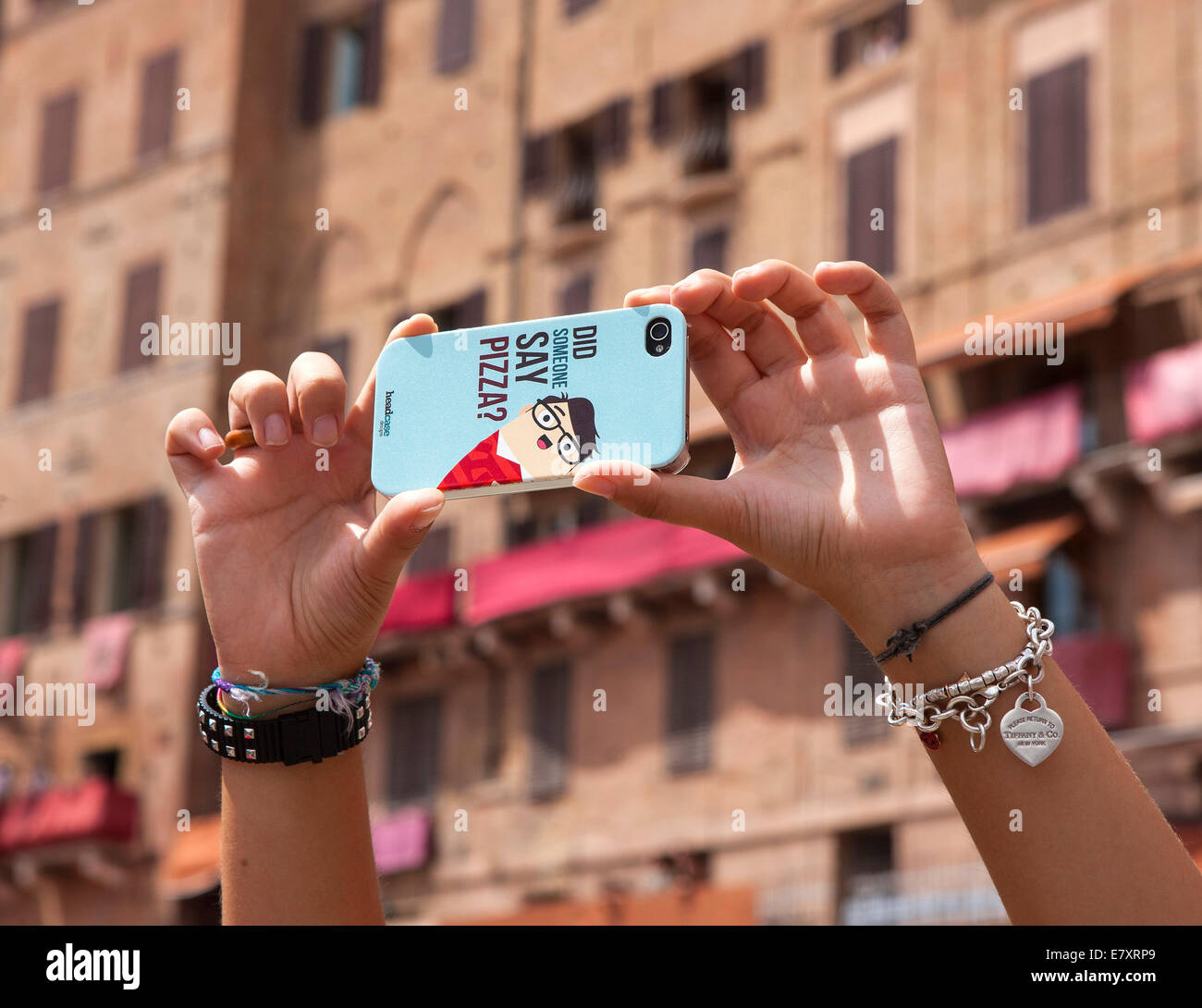 Telefono cellulare Siena Toscana Italia Foto Stock