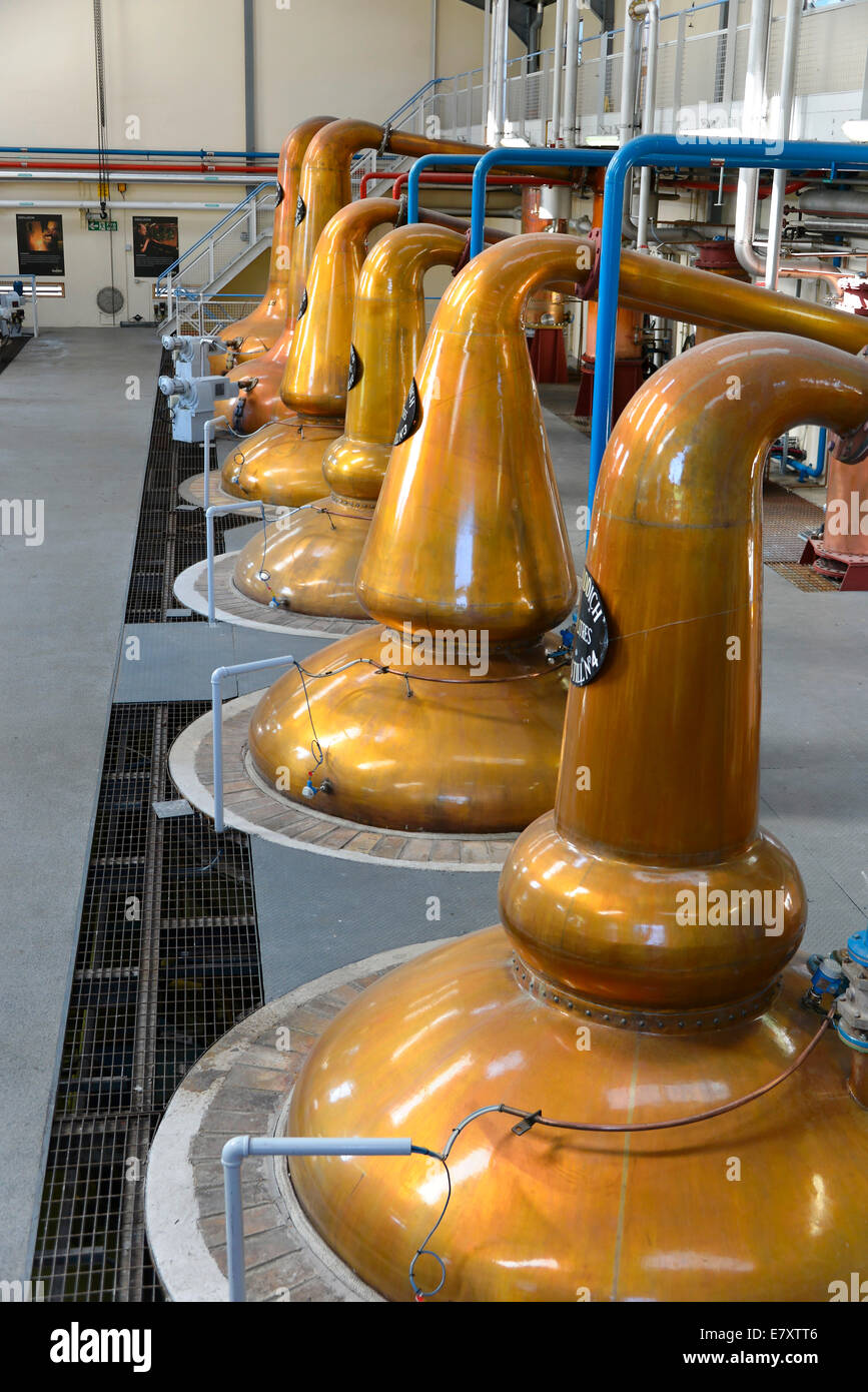 Serbatoi di distillazione, Glenfiddich distilleria di whisky, Dufftown, Scotland, Regno Unito Foto Stock