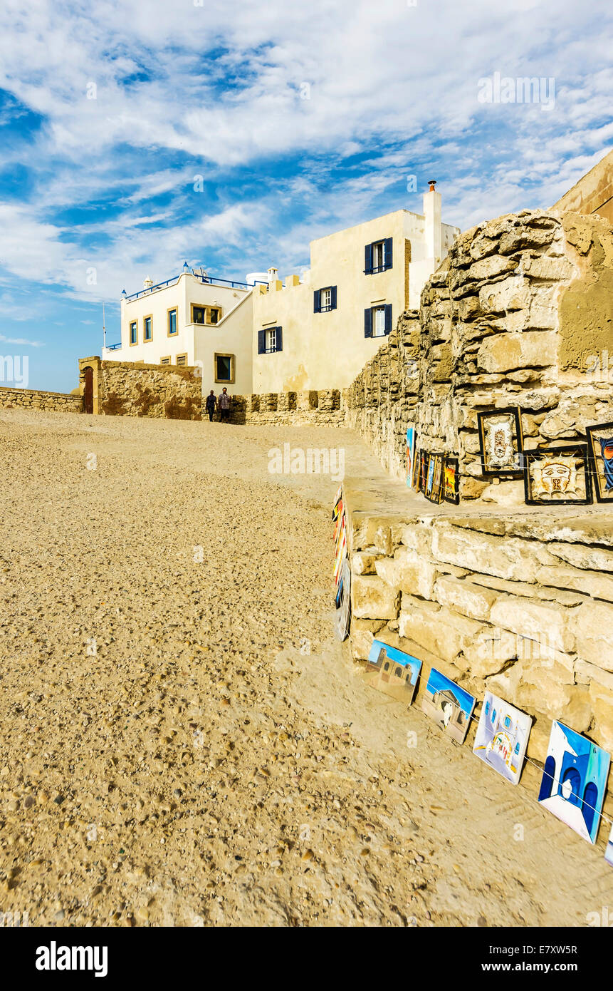 Parete della città, Bani Antar, Essaouira Marrakech-Tensift-El Haouz, Marocco Foto Stock