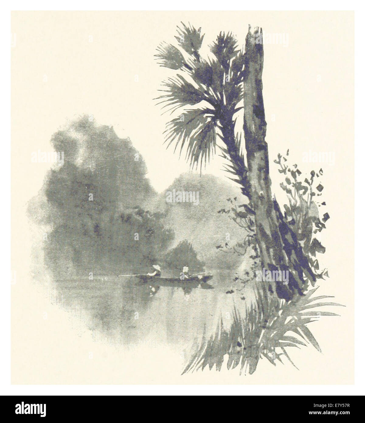 Un'illustrazione tratta da una pubblicazione della Florida (1889), pagina 201, raffigurante i pescatori impegnati nell'attività di "pesca dei cracker", una tradizione di pesca locale nelle acque costiere della Florida. Foto Stock