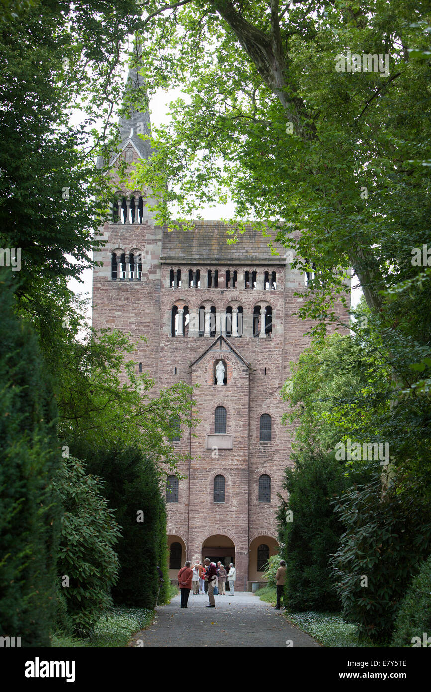 La chiesa abbaziale di San Stephanus e San Vito, Abbazia castello in Corvey Hoexter, Weserbergland, Renania settentrionale-Vestfalia, Germania Foto Stock